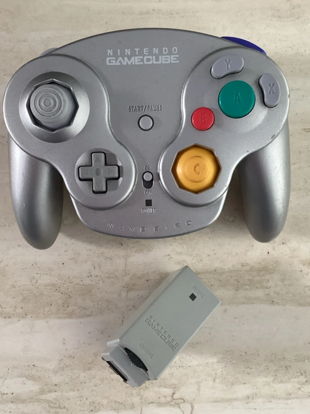 Nintendo GameCube WaveBird Wireless Controller With Dongle Receiver Silver
